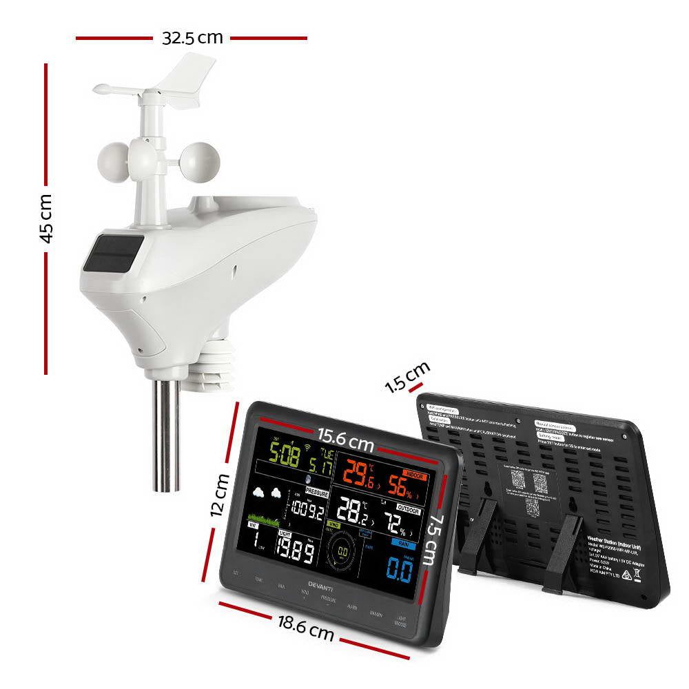 Devanti Wireless WiFi Professional Weather Station Solar Sensor LCD UV Light WS-H2950-WIFI-MF-UVL