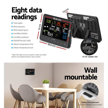 Devanti Wireless WiFi Professional Weather Station Solar Sensor LCD UV Light WS-H2950-WIFI-MF-UVL
