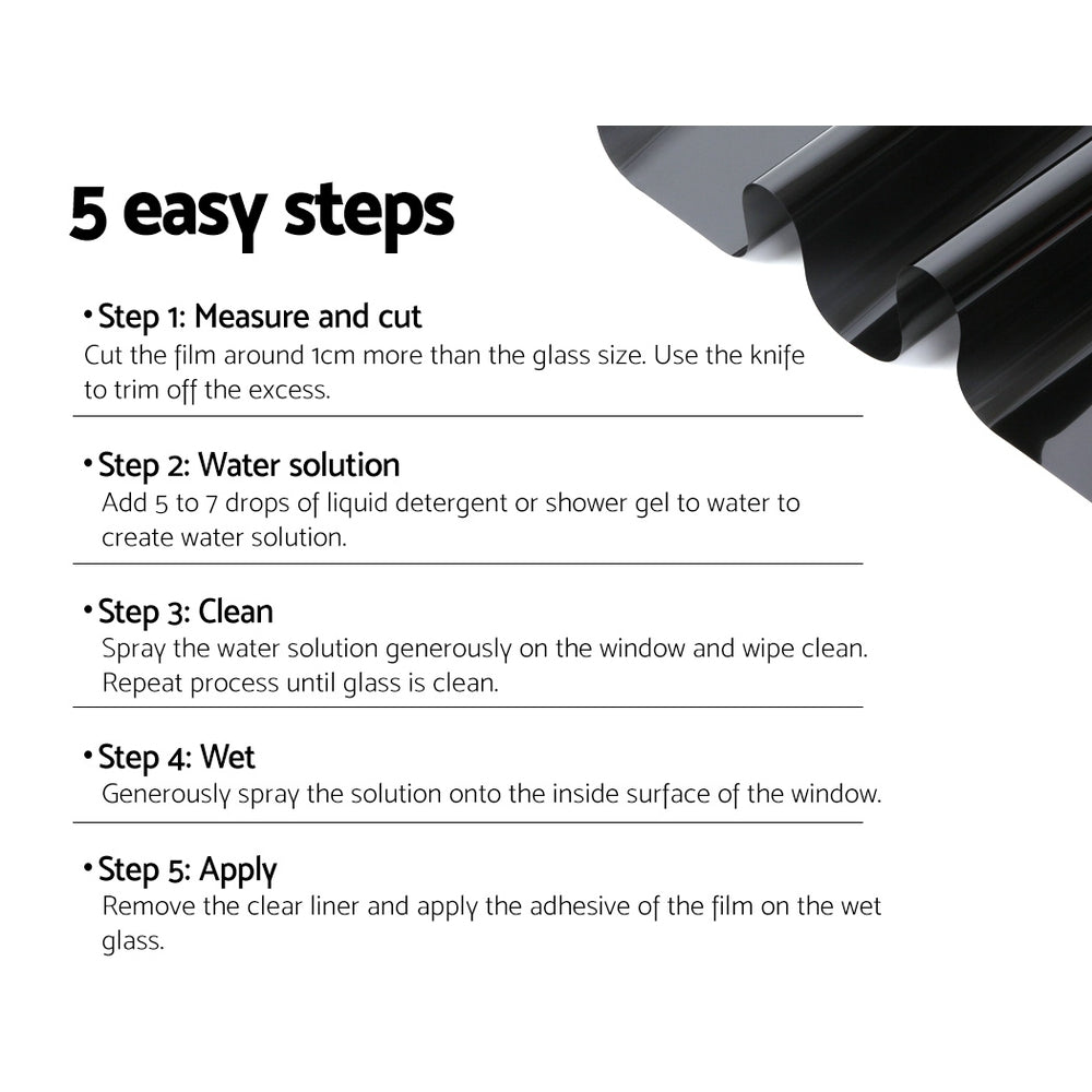Giantz Window Tint Film Black Roll 35% VLT Home 76cm X 7m Tinting Tools Kit WTINT-76CM-VLT35-5C