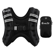 Everfit 3kg Weighted Vest Men Women, Reflective Running Vest with Armband Pouch WV-03K-BK