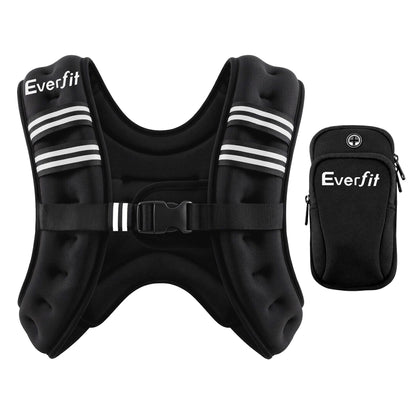 Everfit 3kg Weighted Vest Men Women, Reflective Running Vest with Armband Pouch WV-03K-BK