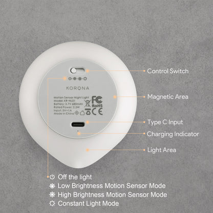 AIPOWER Motion Sensor Night Light USB-C Rechargeable Closet Light 3 Packs XFAP-KR01-3PC-CN