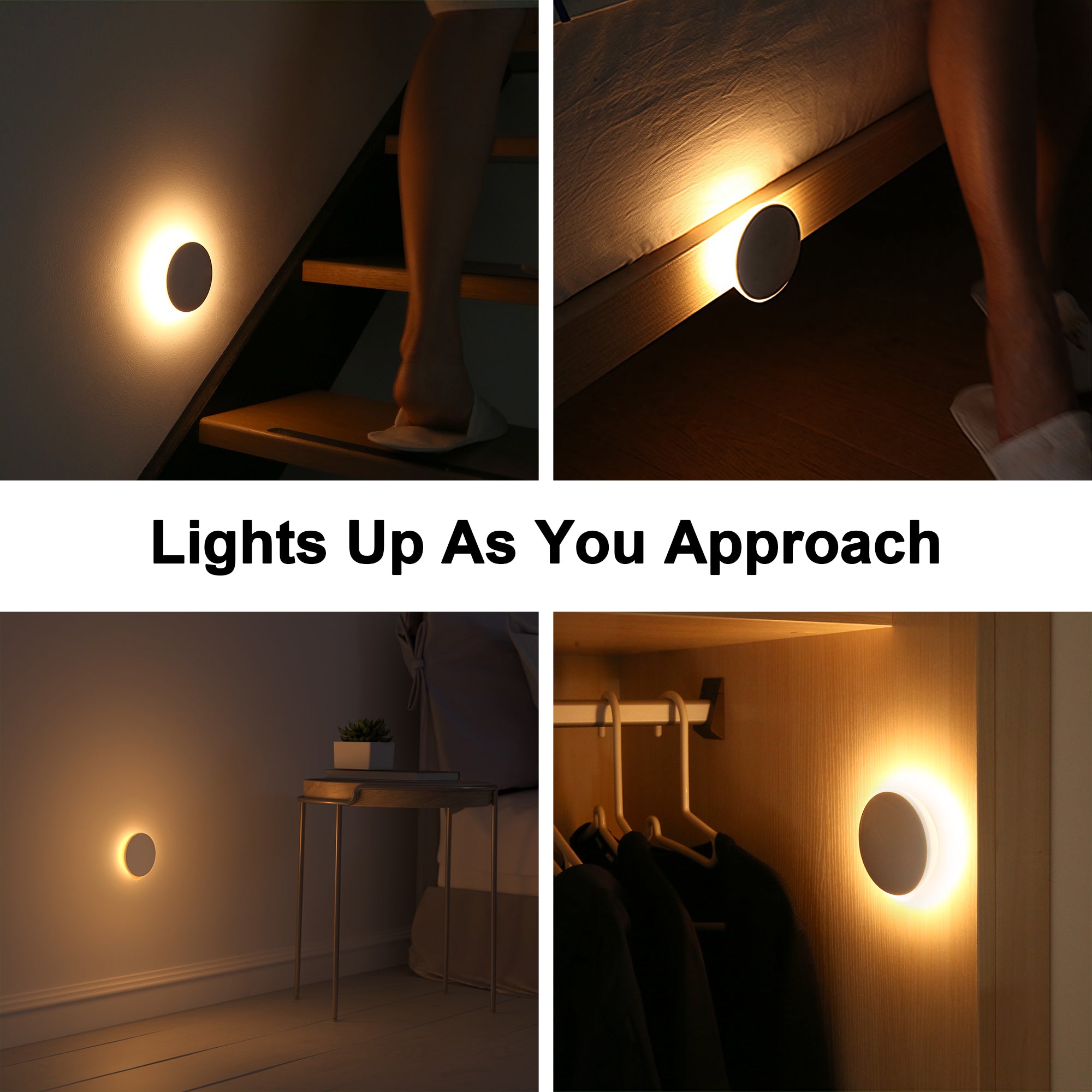 AIPOWER Motion Sensor Night Light USB-C Rechargeable Closet Light 3 Packs XFAP-KR01-3PC-CN