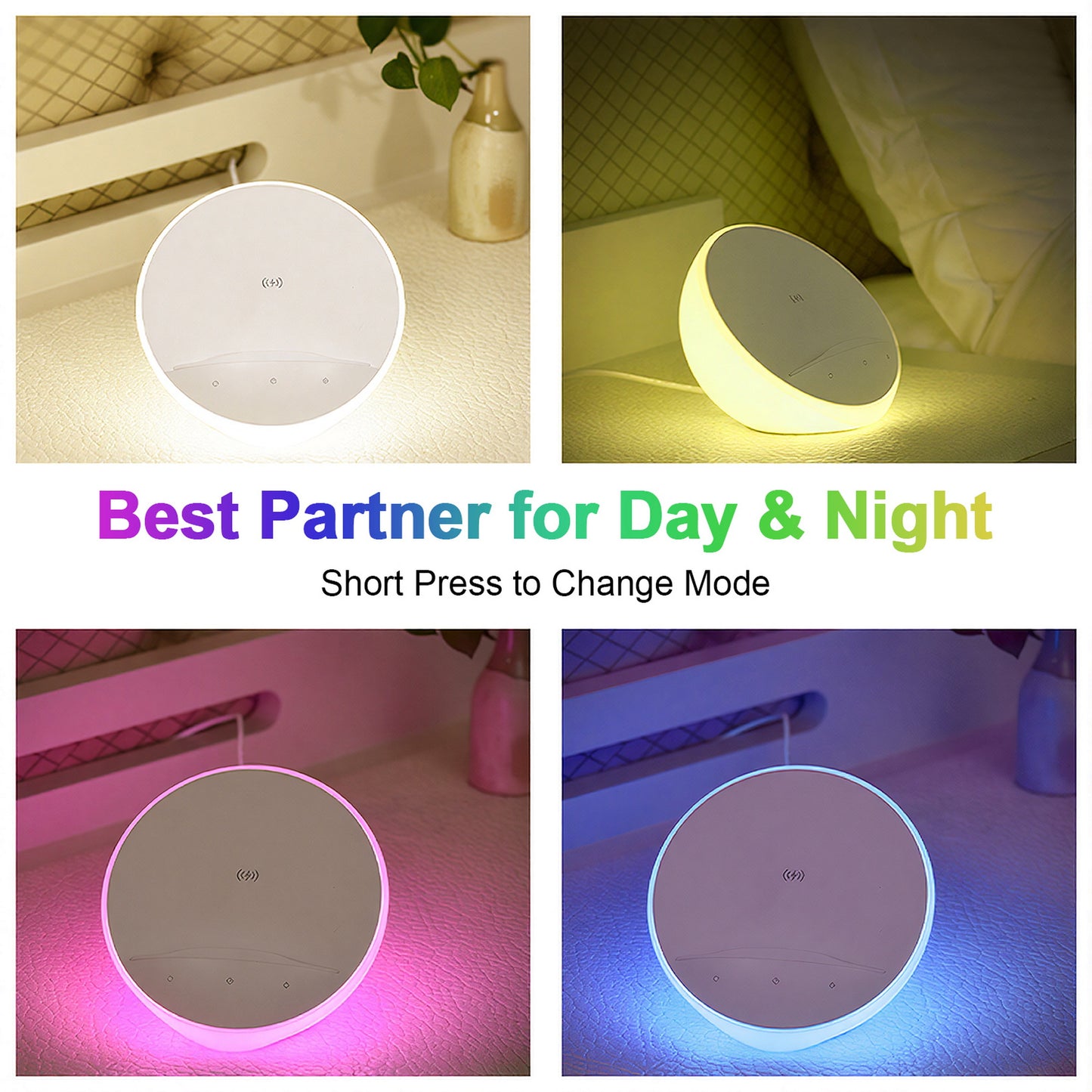 AIPOWER Bedside Lamp with Wireless Charger and Phone Holder Touch XFAP-KR02P-WH-CN