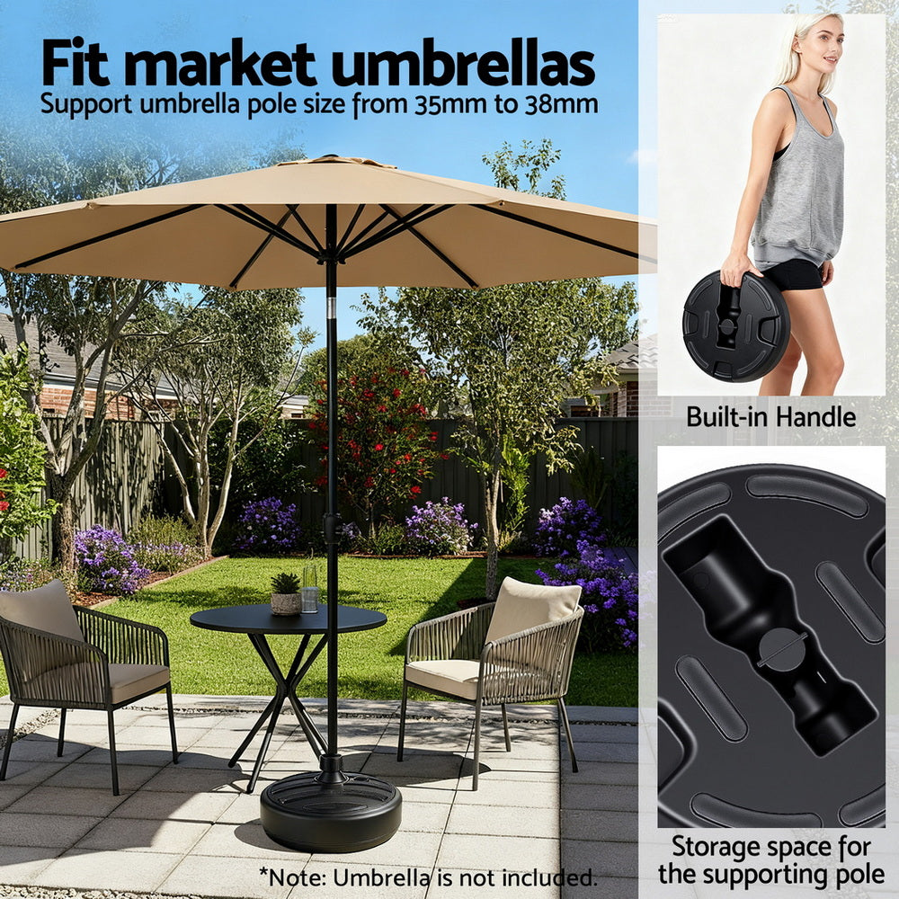 Instahut Outdoor Umbrella Base Weight Round Plastic Pole Holder 35-38mm Beach XFEL-BASE-UMB-38X14