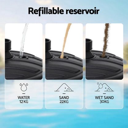 Instahut Outdoor Umbrella Base Weight Round Plastic Pole Holder 35-38mm Beach XFEL-BASE-UMB-38X14