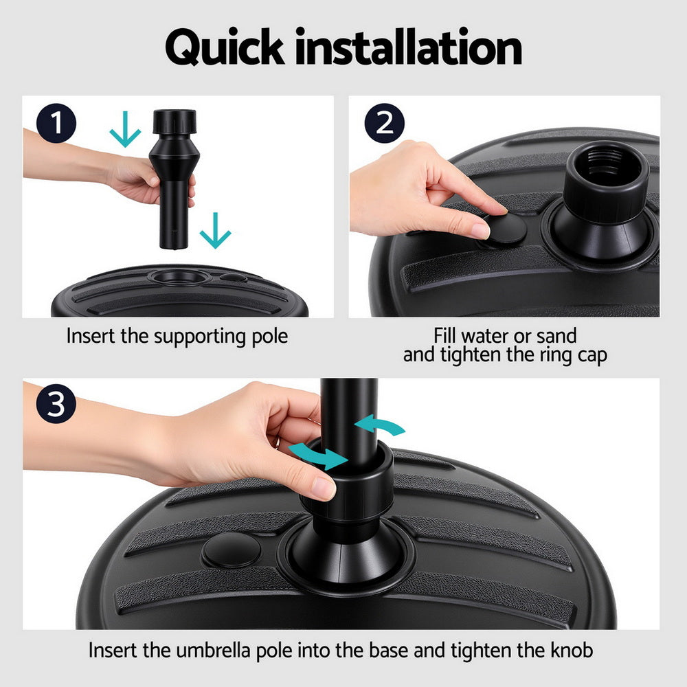 Instahut Outdoor Umbrella Base Weight Round Plastic Pole Holder 35-38mm Beach XFEL-BASE-UMB-38X14