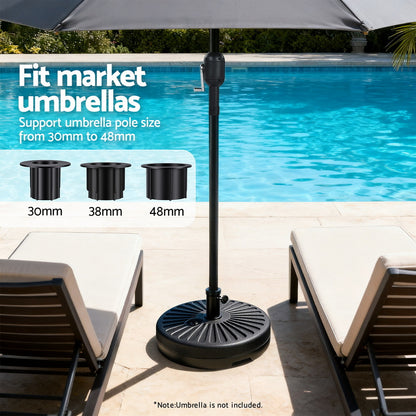 Instahut Outdoor Umbrella Base Weight Round Plastic Pole Holder 30-48mm Beach XFEL-BASE-UMB-51X12