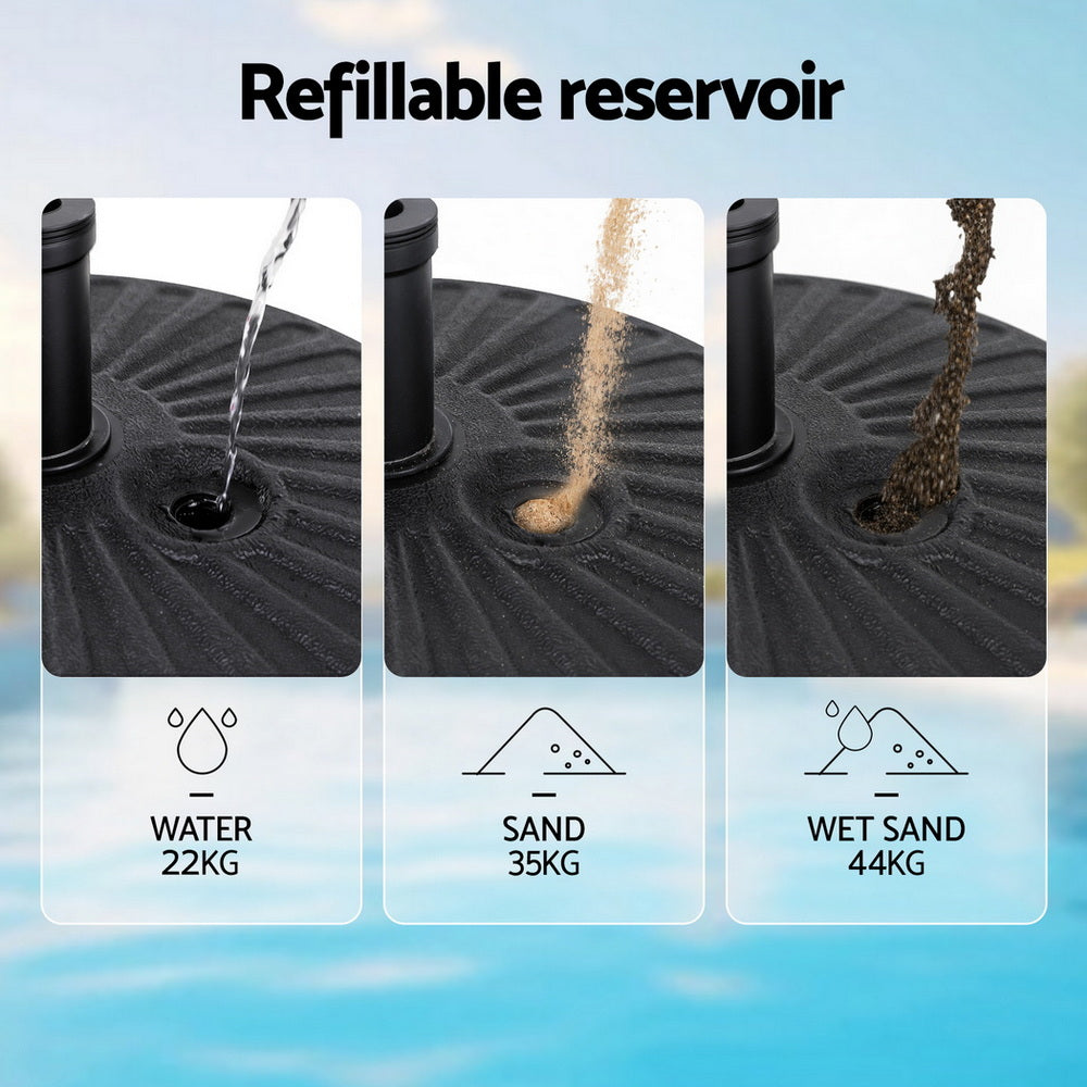 Instahut Outdoor Umbrella Base Weight Round Plastic Pole Holder 30-48mm Beach XFEL-BASE-UMB-51X12