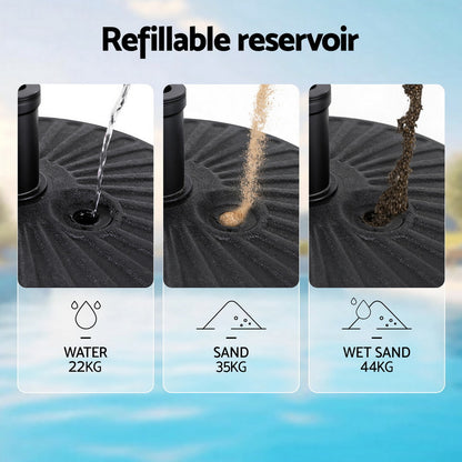 Instahut Outdoor Umbrella Base Weight Round Plastic Pole Holder 30-48mm Beach XFEL-BASE-UMB-51X12