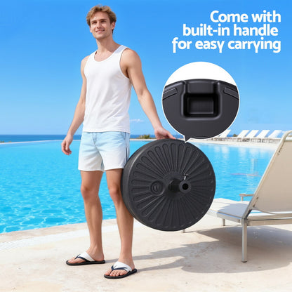 Instahut Outdoor Umbrella Base Weight Round Plastic Pole Holder 30-48mm Beach XFEL-BASE-UMB-51X12