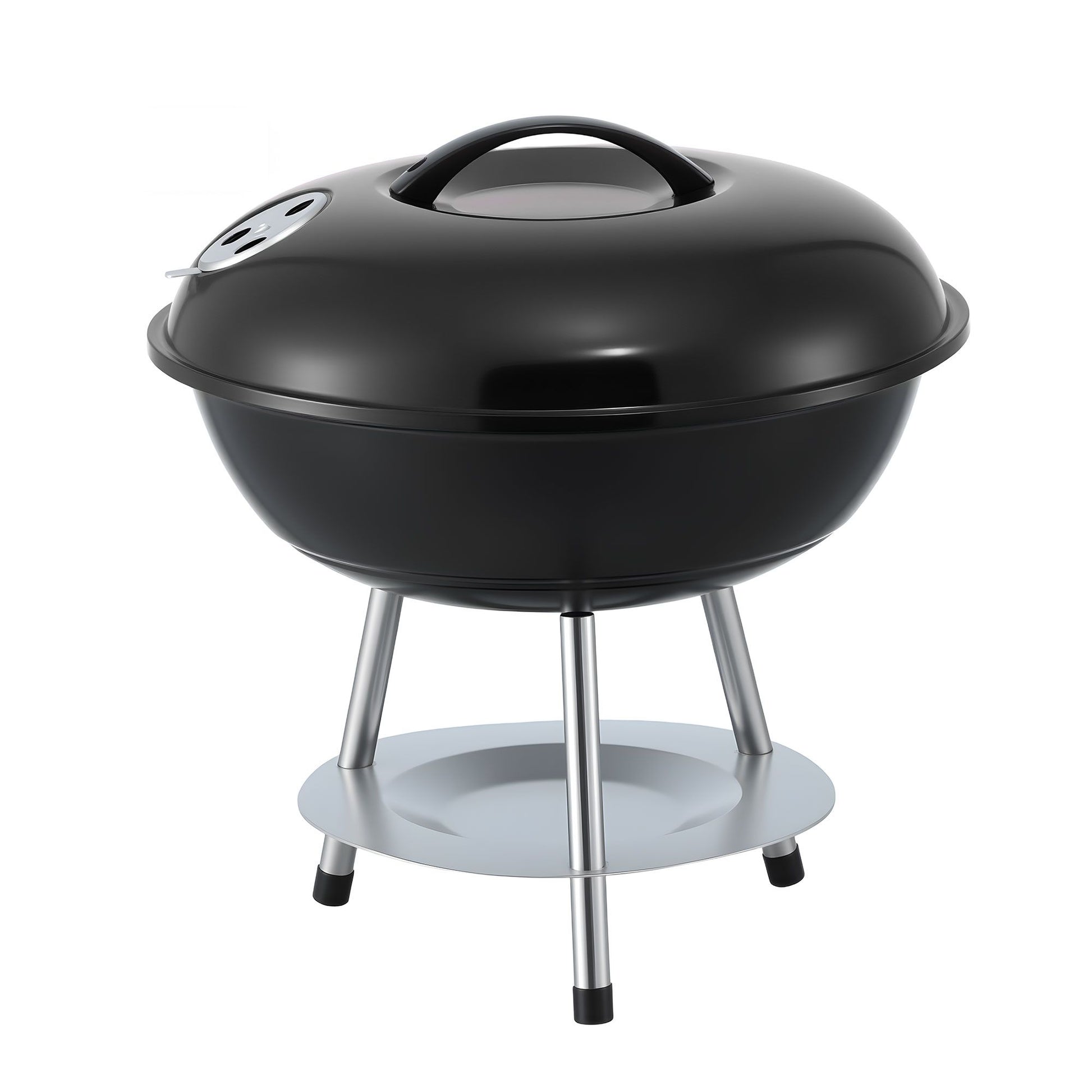 Grillz Charcoal BBQ Grill Portable with Lid for Camping Outdoor XFEL-BBQ-SMO-BK