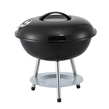 Grillz Charcoal BBQ Grill Portable with Lid for Camping Outdoor XFEL-BBQ-SMO-BK