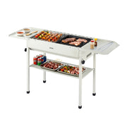 Grillz Portable BBQ Grill w/ Stainless Steel Racks & Pans for Outdoor XFEL-BBQ-SMO-FD-BE
