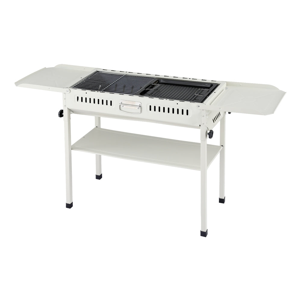 Grillz Portable BBQ Grill w/ Stainless Steel Racks & Pans for Outdoor XFEL-BBQ-SMO-FD-BE