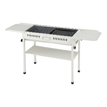 Grillz Portable BBQ Grill w/ Stainless Steel Racks & Pans for Outdoor XFEL-BBQ-SMO-FD-BE