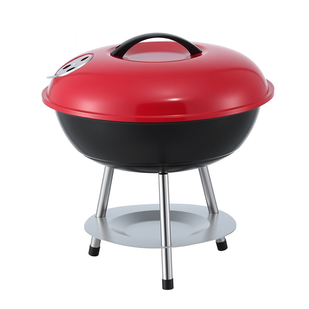 Grillz Charcoal BBQ Grill Portable with Lid for Camping Outdoor XFEL-BBQ-SMO-RBK