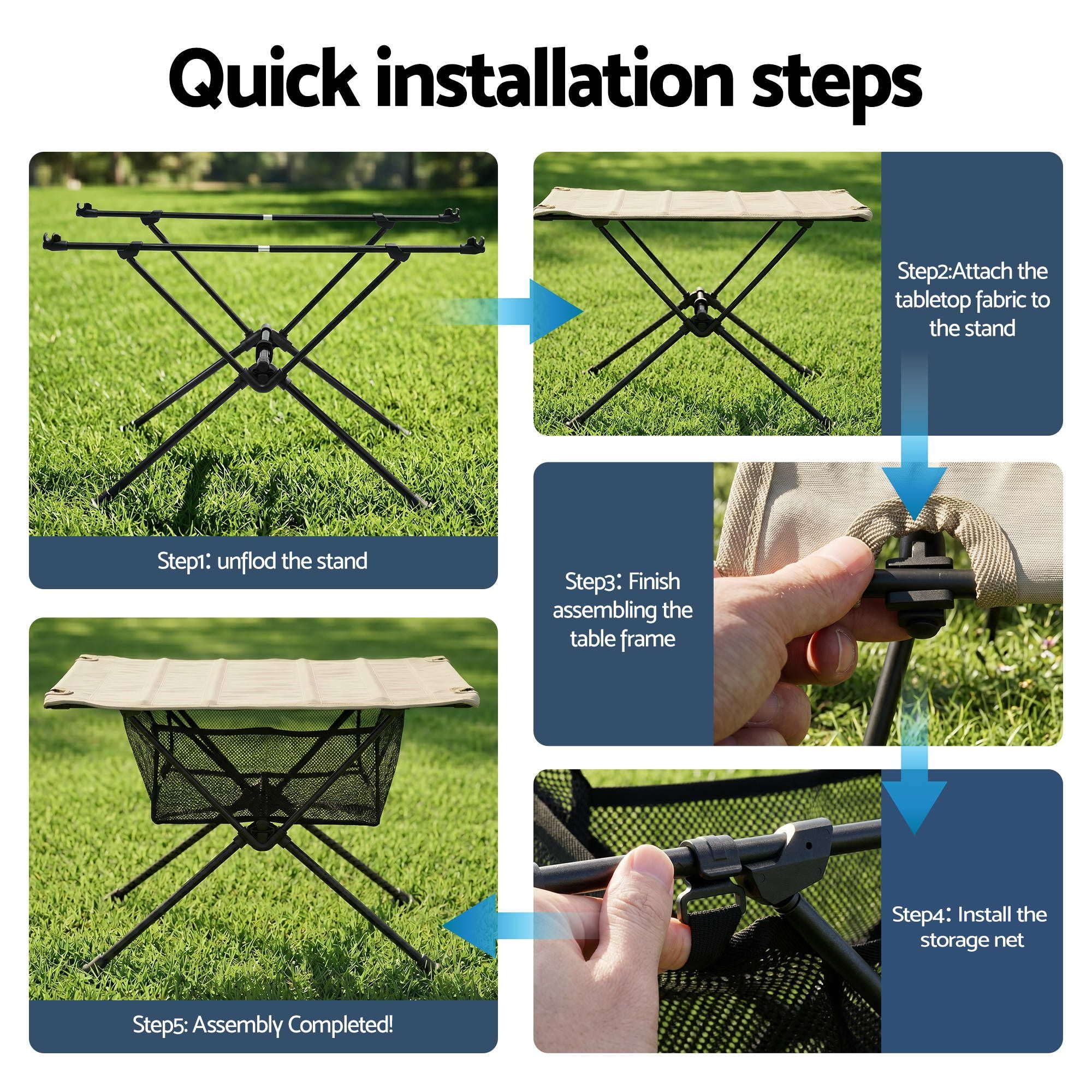 Weisshorn Folding Camping Table Portable Picnic Desk Camp Furniture XFEL-CAMP-600D-KK