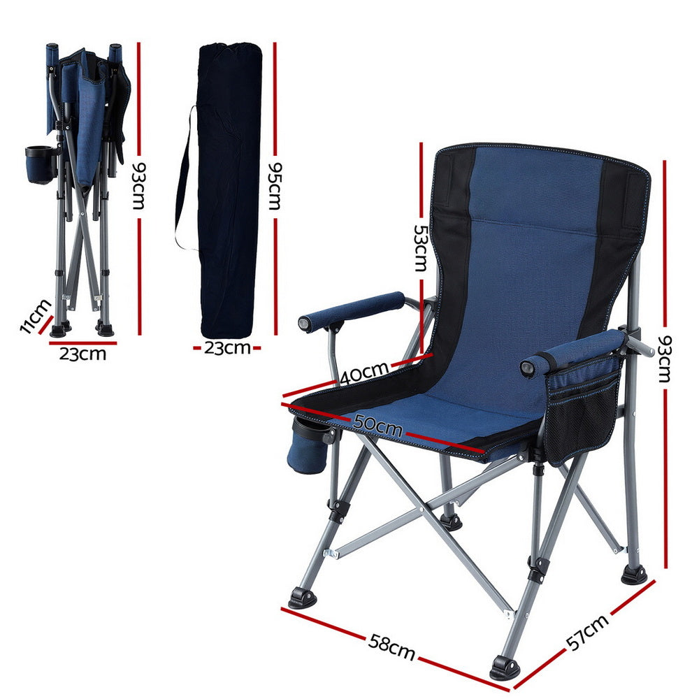 Weisshorn Camping Chair Folding Outdoor Portable Seat Lightweight Beach Picnic Fishing Capacity 120KG Navy XFEL-CAMP-CH-BU