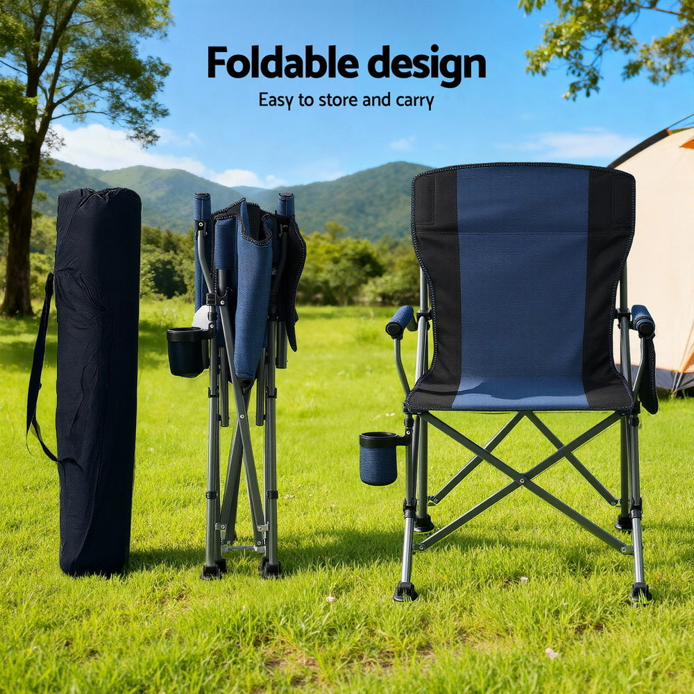 Weisshorn Camping Chair Folding Outdoor Portable Seat Lightweight Beach Picnic Fishing Capacity 120KG Navy XFEL-CAMP-CH-BU