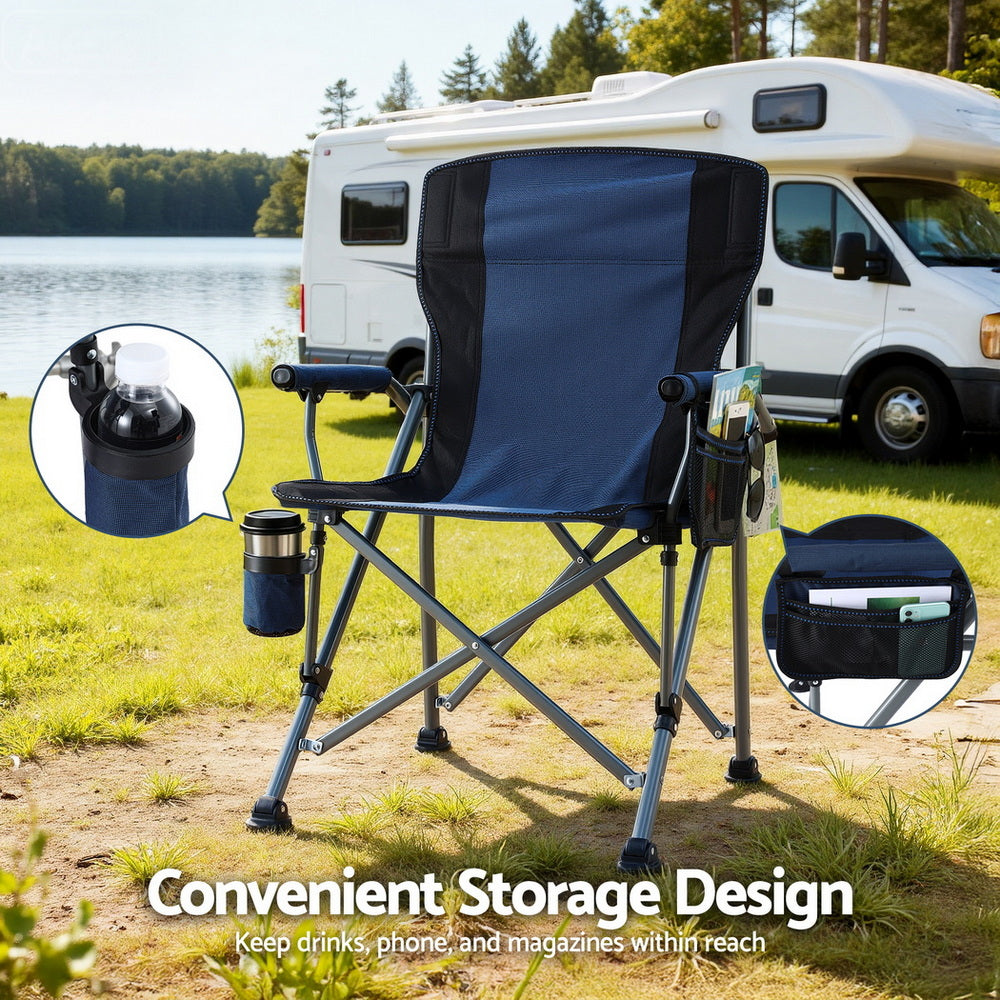 Weisshorn Camping Chair Folding Outdoor Portable Seat Lightweight Beach Picnic Fishing Capacity 120KG Navy XFEL-CAMP-CH-BU