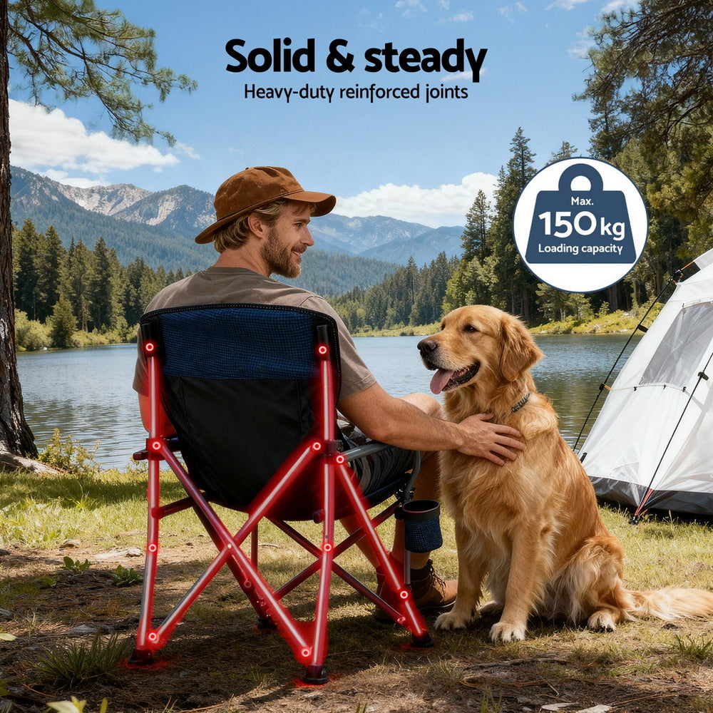 Weisshorn Camping Chair Folding Outdoor Portable Seat Lightweight Beach Picnic Fishing Capacity 120KG Navy XFEL-CAMP-CH-BU