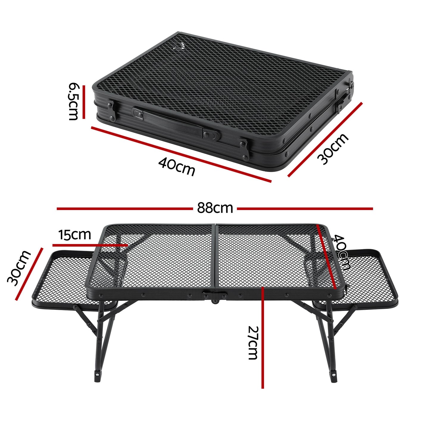 Weisshorn Camping Table Mesh Desktop Lightweight Portable Outdoor Folding Grill Desk XFEL-CAMP-HOLE-BK