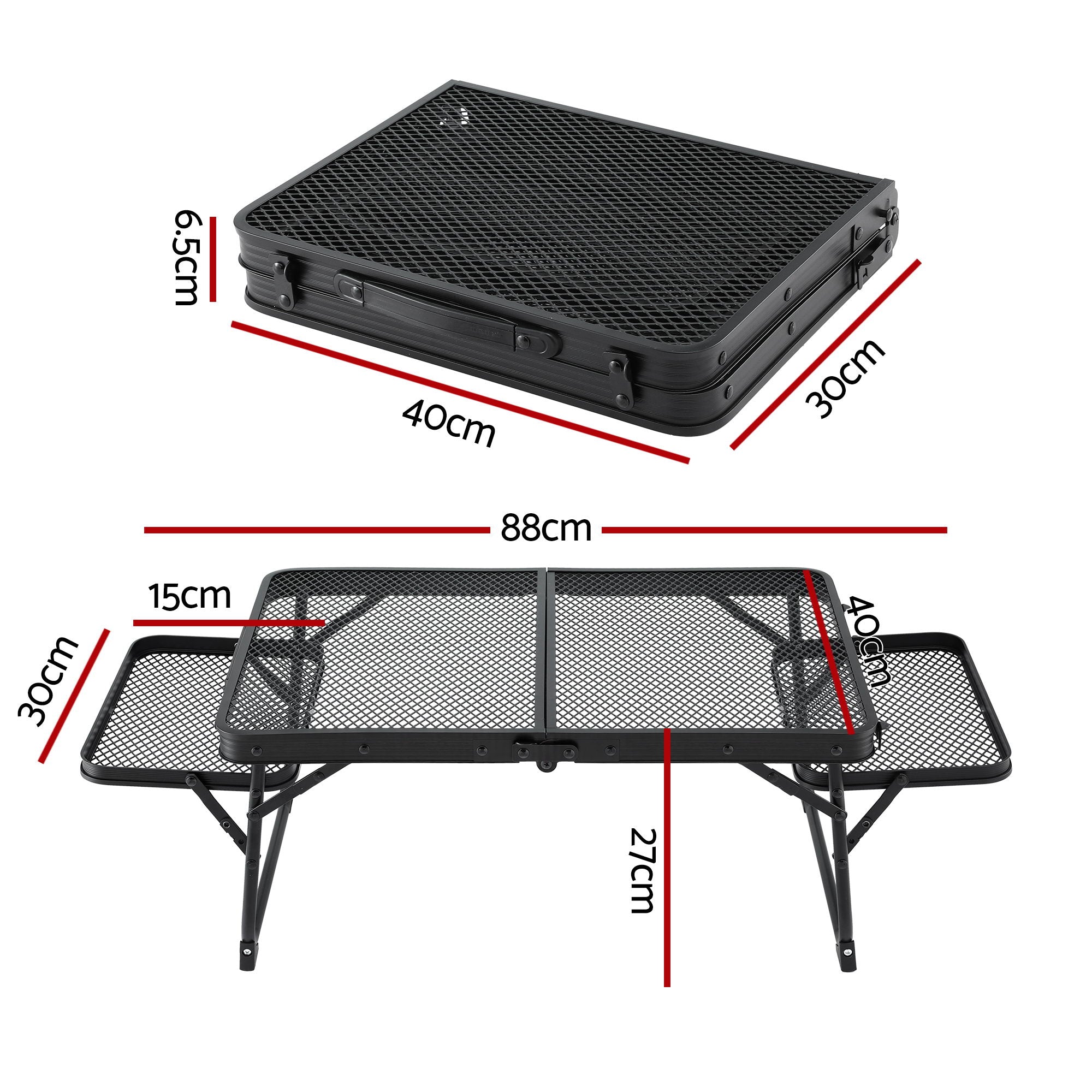Weisshorn Camping Table Mesh Desktop Lightweight Portable Outdoor Folding Grill Desk XFEL-CAMP-HOLE-BK