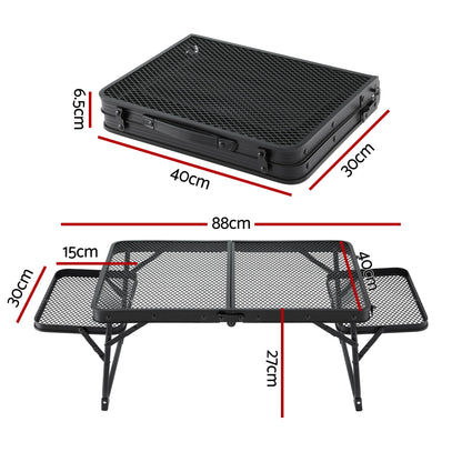 Weisshorn Camping Table Mesh Desktop Lightweight Portable Outdoor Folding Grill Desk XFEL-CAMP-HOLE-BK
