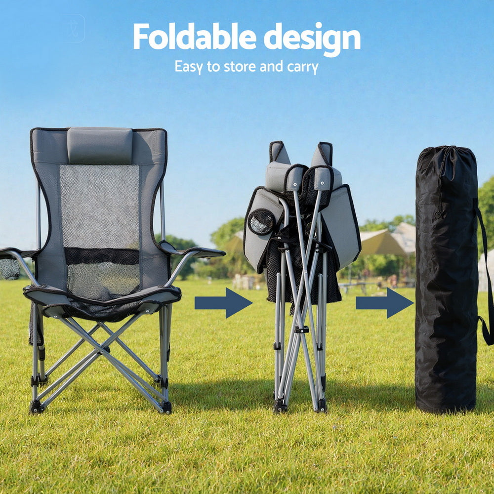 Weisshorn Camping Chair Adjustable Reclining Portable Outdoor Folding Chair Grey XFEL-CAMP-RE-OX2-GR