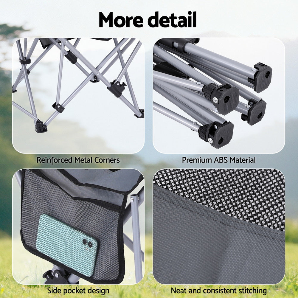 Weisshorn Camping Chair Adjustable Reclining Portable Outdoor Folding Chair Grey XFEL-CAMP-RE-OX2-GR