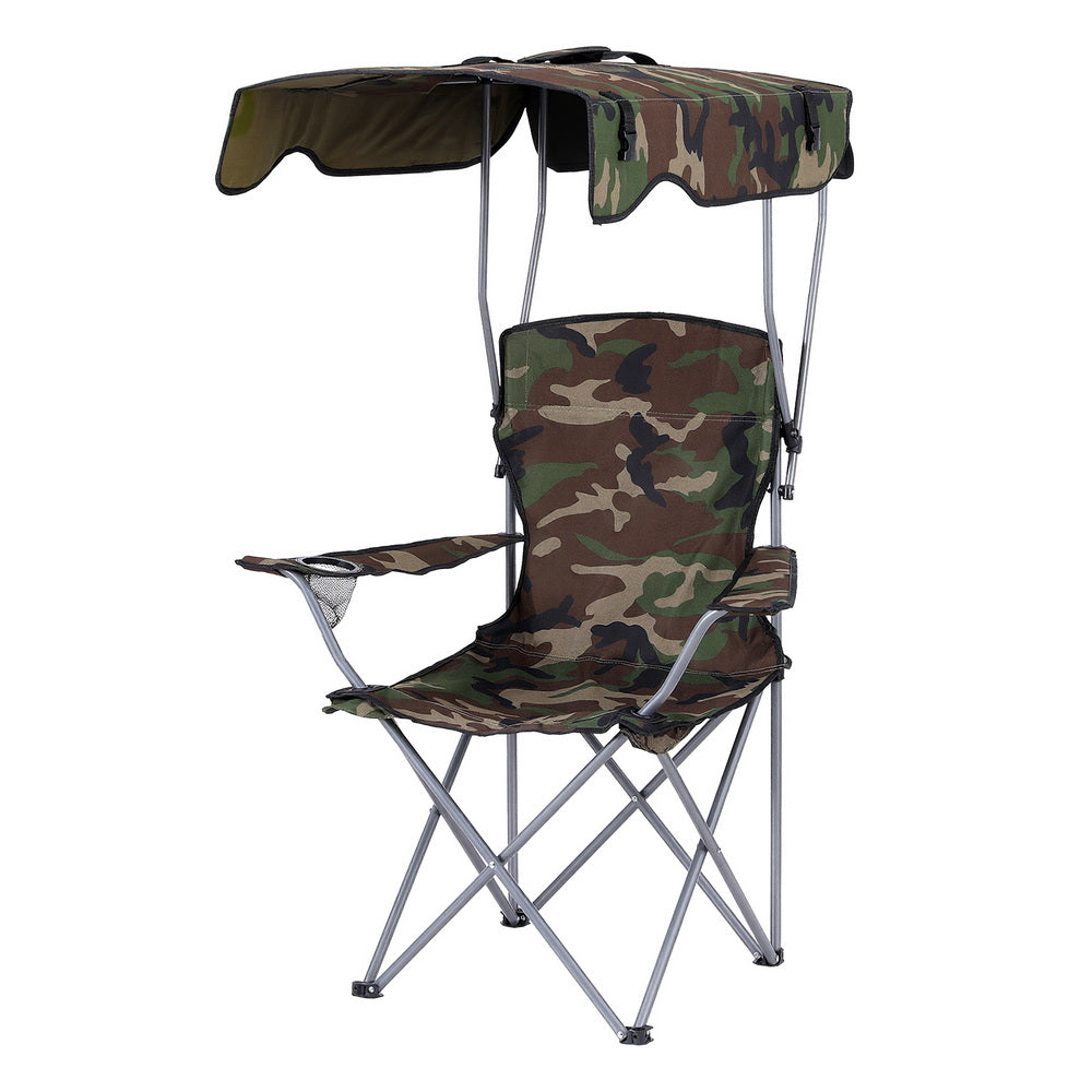 Weisshorn Camping Chair With Canopy Folding Outdoor Portable Seat Lightweight Beach Picnic Fishing Capacity XFEL-CAMP-UM-CGN