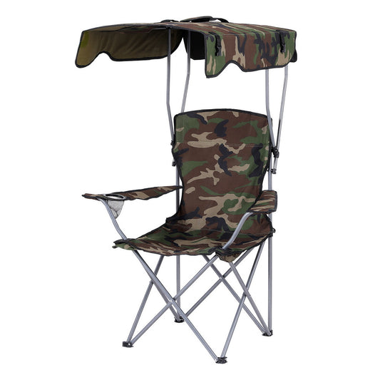 Weisshorn Camping Chair With Canopy Folding Outdoor Portable Seat Lightweight Beach Picnic Fishing Capacity XFEL-CAMP-UM-CGN