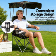 Weisshorn Camping Chair With Canopy Folding Outdoor Portable Seat Lightweight Beach Picnic Fishing Capacity XFEL-CAMP-UM-CGN
