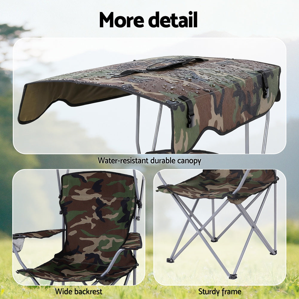 Weisshorn Camping Chair With Canopy Folding Outdoor Portable Seat Lightweight Beach Picnic Fishing Capacity XFEL-CAMP-UM-CGN