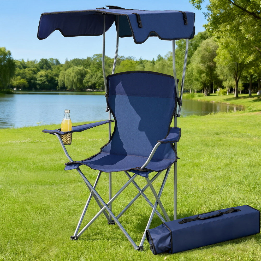 Weisshorn Camping Chair With Canopy Folding Outdoor Portable Seat Lightweight Beach Picnic Fishing Capacity XFEL-CAMP-UM-NV
