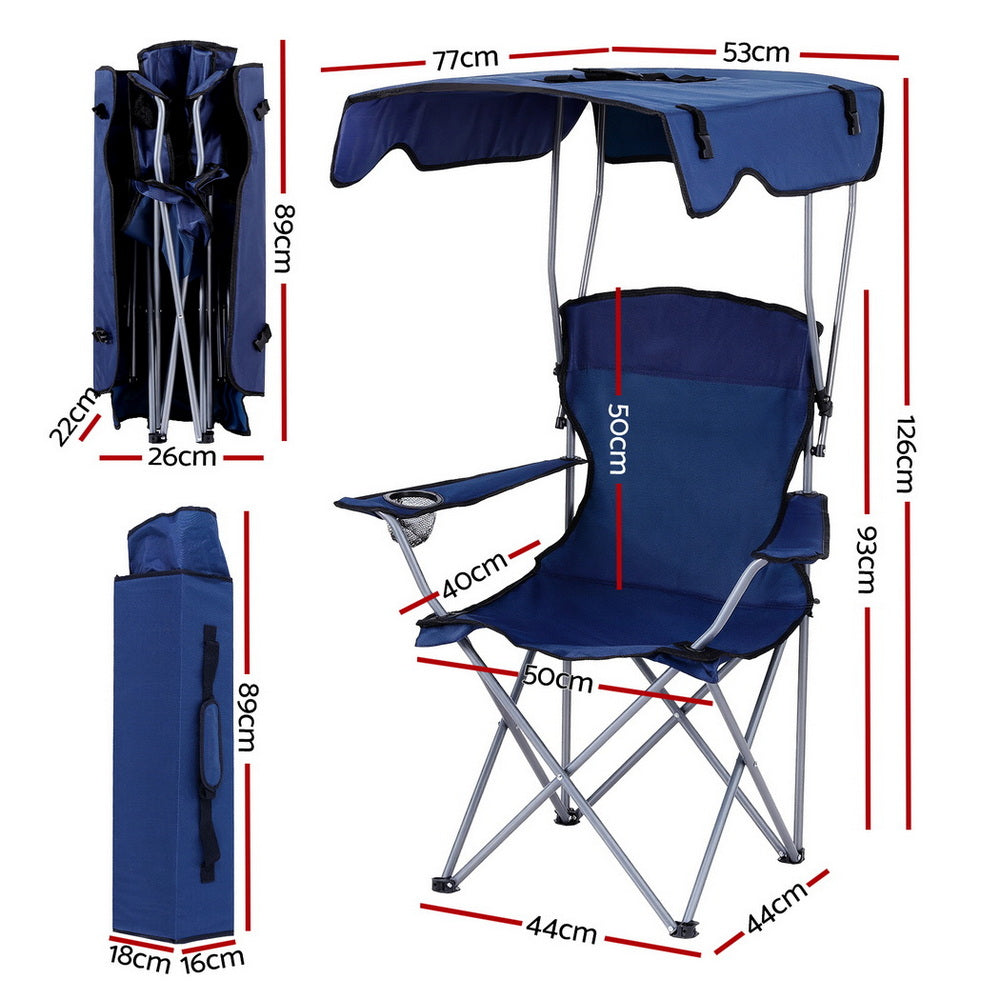 Weisshorn Camping Chair With Canopy Folding Outdoor Portable Seat Lightweight Beach Picnic Fishing Capacity XFEL-CAMP-UM-NV
