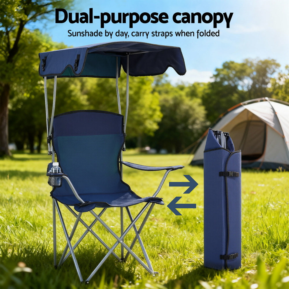 Weisshorn Camping Chair With Canopy Folding Outdoor Portable Seat Lightweight Beach Picnic Fishing Capacity XFEL-CAMP-UM-NV