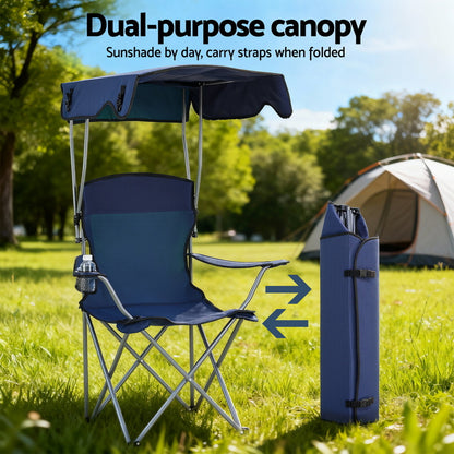 Weisshorn Camping Chair With Canopy Folding Outdoor Portable Seat Lightweight Beach Picnic Fishing Capacity XFEL-CAMP-UM-NV