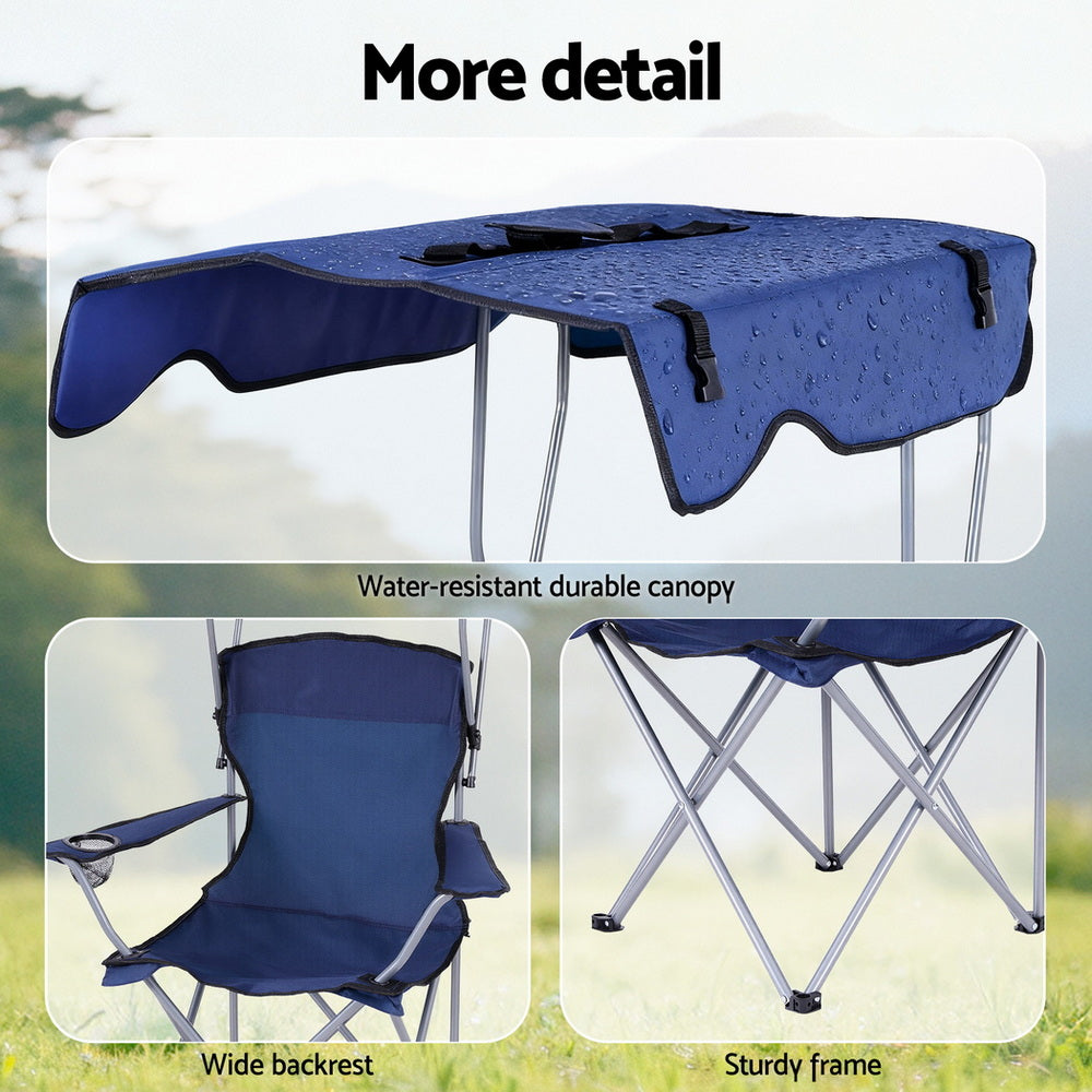 Weisshorn Camping Chair With Canopy Folding Outdoor Portable Seat Lightweight Beach Picnic Fishing Capacity XFEL-CAMP-UM-NV