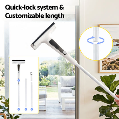 Giantz Window Cleaner Mirror Car, Spray Scrub Squeegee 136cm Extendable Long Handle with Water Tank 3 XFEL-CLEAN-HAND-WH