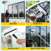 Giantz Window Cleaner Mirror Car, Spray Scrub Squeegee 136cm Extendable Long Handle with Water Tank 3 XFEL-CLEAN-HAND-WH