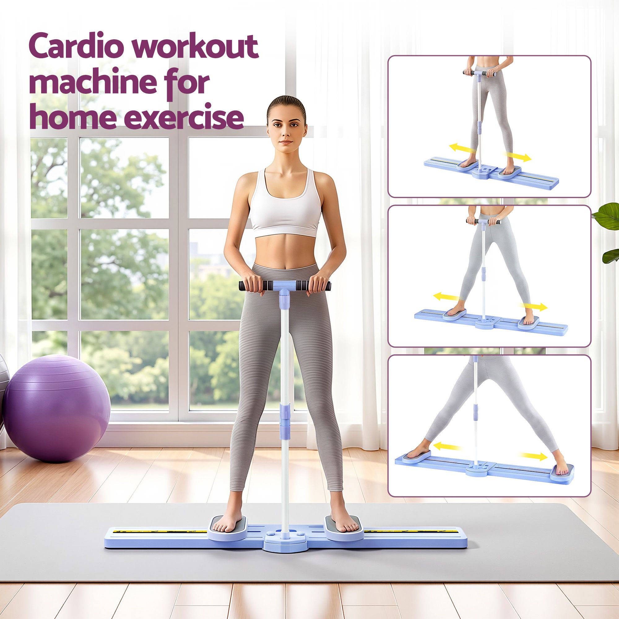 Everfit Thigh Hip Exerciser Home Ski Leg Trainer Machine Fitness Cardio Foldable XFEL-FIT-LEG-PP-90-FLD-PUL