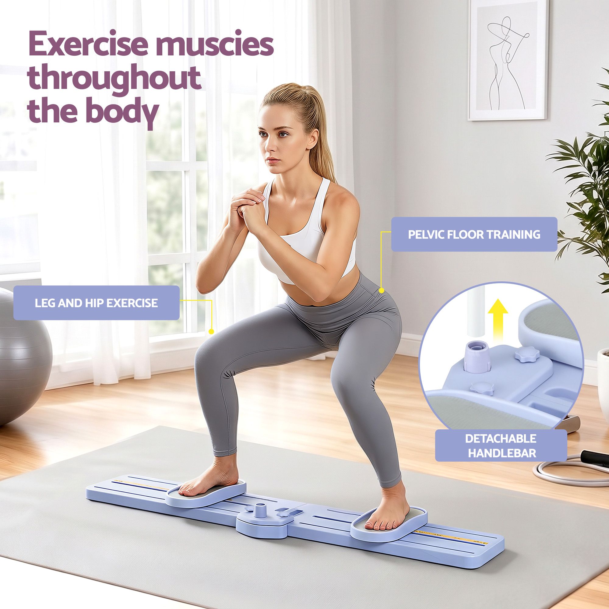 Everfit Thigh Hip Exerciser Home Ski Leg Trainer Machine Fitness Cardio Foldable XFEL-FIT-LEG-PP-90-FLD-PUL