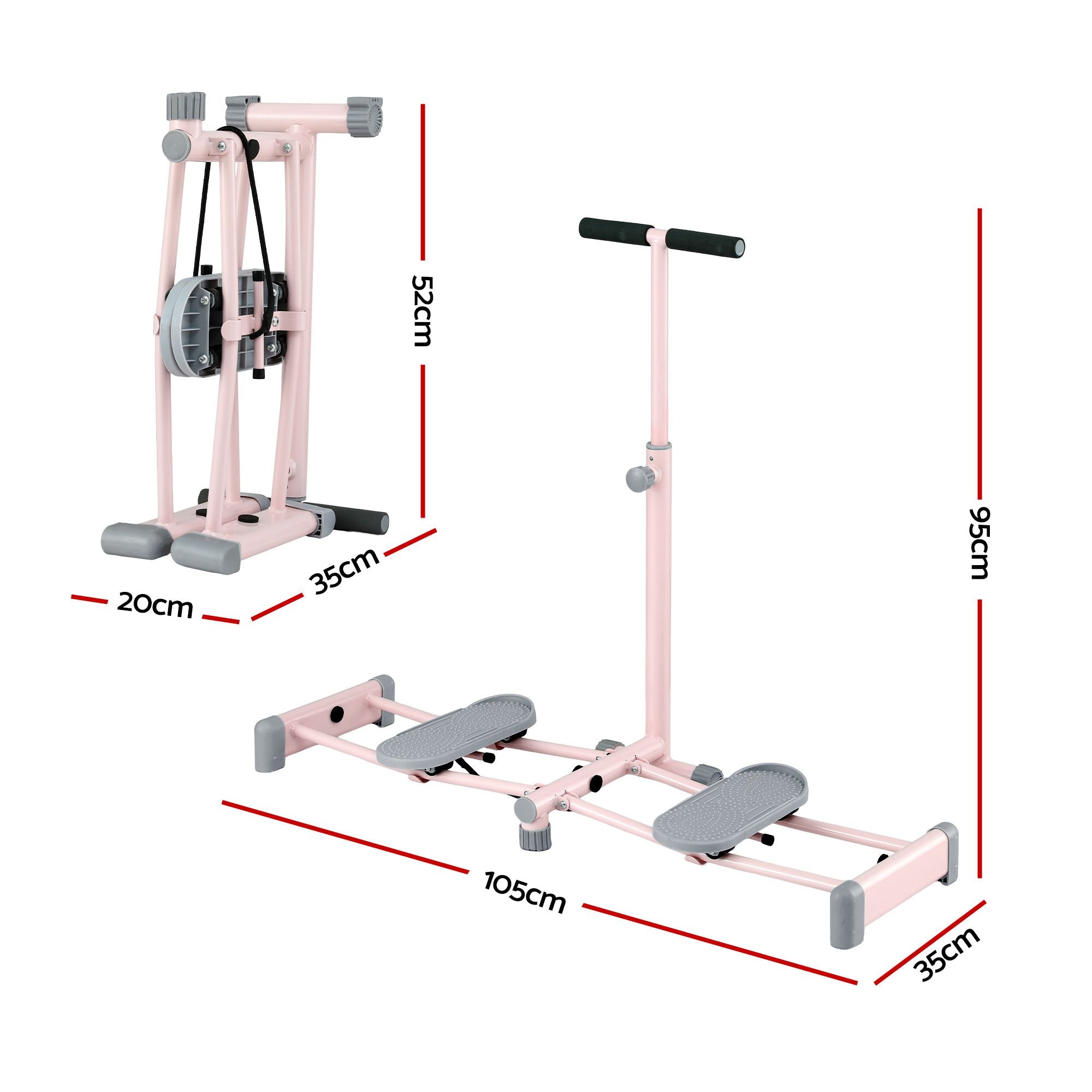 Everfit Foldable Ski Exercise Machine Leg Thigh Trainer Home Fitness Cardio Pink XFEL-FIT-LEG-STL-97-FLD-PK