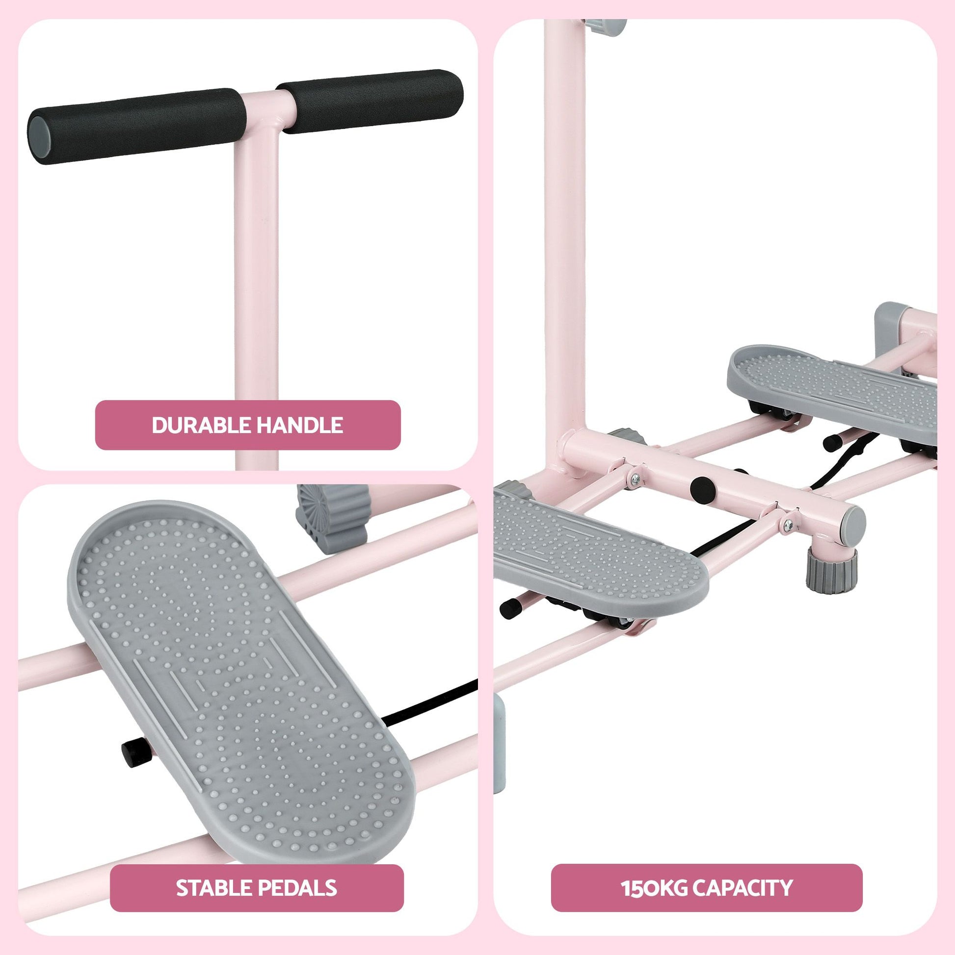 Everfit Foldable Ski Exercise Machine Leg Thigh Trainer Home Fitness Cardio Pink XFEL-FIT-LEG-STL-97-FLD-PK