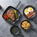 5-Star Chef Cast Iron Fry Pan Skillet Cookware Set Induction Black 14/16/20/24cm XFEL-FP-4PCS