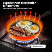 5-Star Chef Cast Iron Fry Pan Skillet Cookware Set Induction Black 14/16/20/24cm XFEL-FP-4PCS