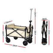 Gardeon Garden Cart Folding Trolley Camping Wagon Barrow Outdoor Beach Beige XFEL-GCT-OX-BE