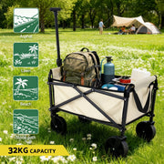 Gardeon Garden Cart Folding Trolley Camping Wagon Barrow Outdoor Beach Beige XFEL-GCT-OX-BE